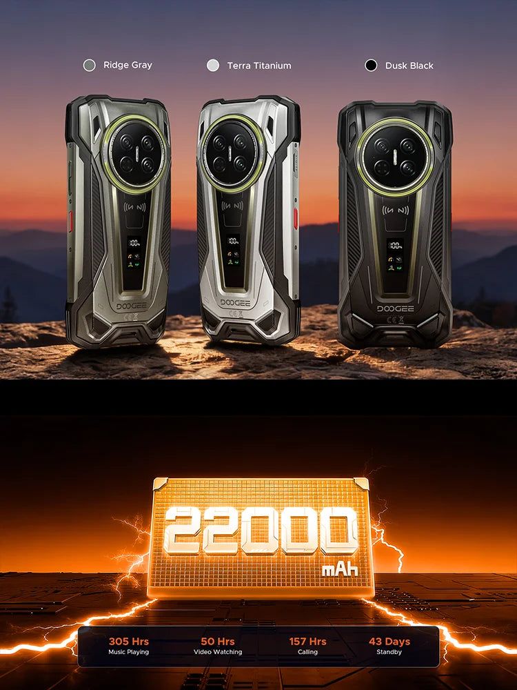 Smartphone ultrarresistente insignia DOOGEE V Max 2 5G, estreno mundial, 6,78", pantalla digital, 48 GB (16+32) de RAM + 512 GB de ROM, gran batería de 22000 mAh, Android 16, luces de camping duales, carga superrápida de 120 W