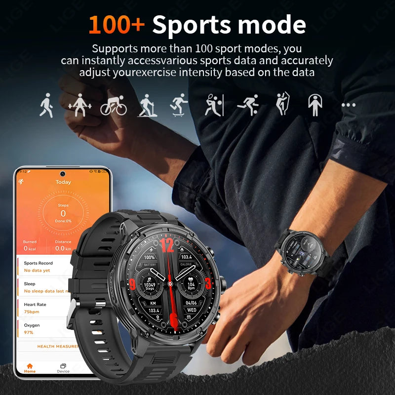 Reloj inteligente con GPS para hombre, compatible con Android e iOS, pantalla AMOLED Ultra HD de 1,85 pulgadas, batería de 710 mAh, llamadas Bluetooth, smartwatch, novedad 2026