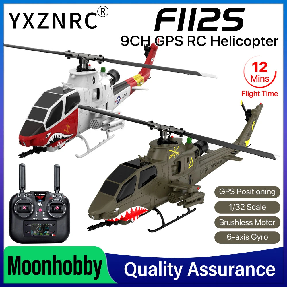 Helicóptero RC YUXIANG F112S 9CH, Avión 1/32 sin Escobillas con GPS, Radar Láser y Flujo Óptico