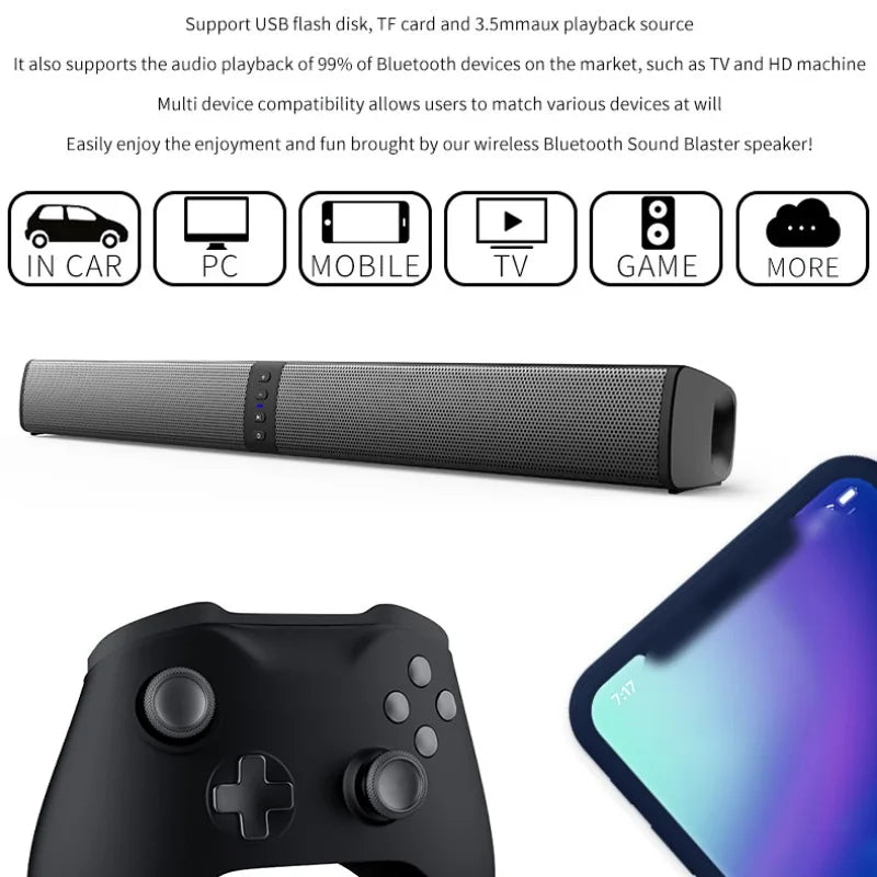 Barra de sonido separable para TV con subwoofer 360 °   Caja de sonido inalámbrica estéreo envolvente, sistema de sonido para el hogar, tarjeta TF, barra de sonido de Radio AUX FM