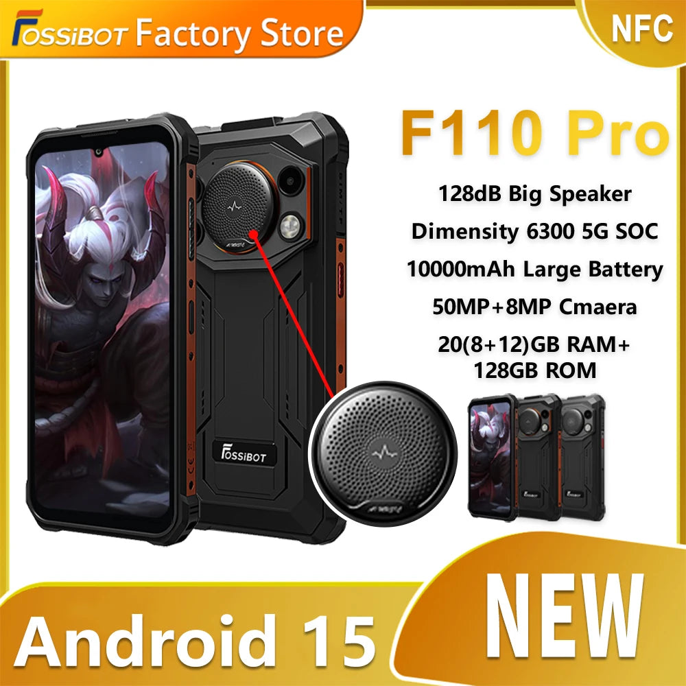 NUEVO Teléfono Robusto Fossibot F110 Pro 5G 2025 Dimensity 6300 5G 8GB+128GB Cámara 50MP+8MP Pantalla de 6.75 pulgadas Batería de 10000mAh Android
