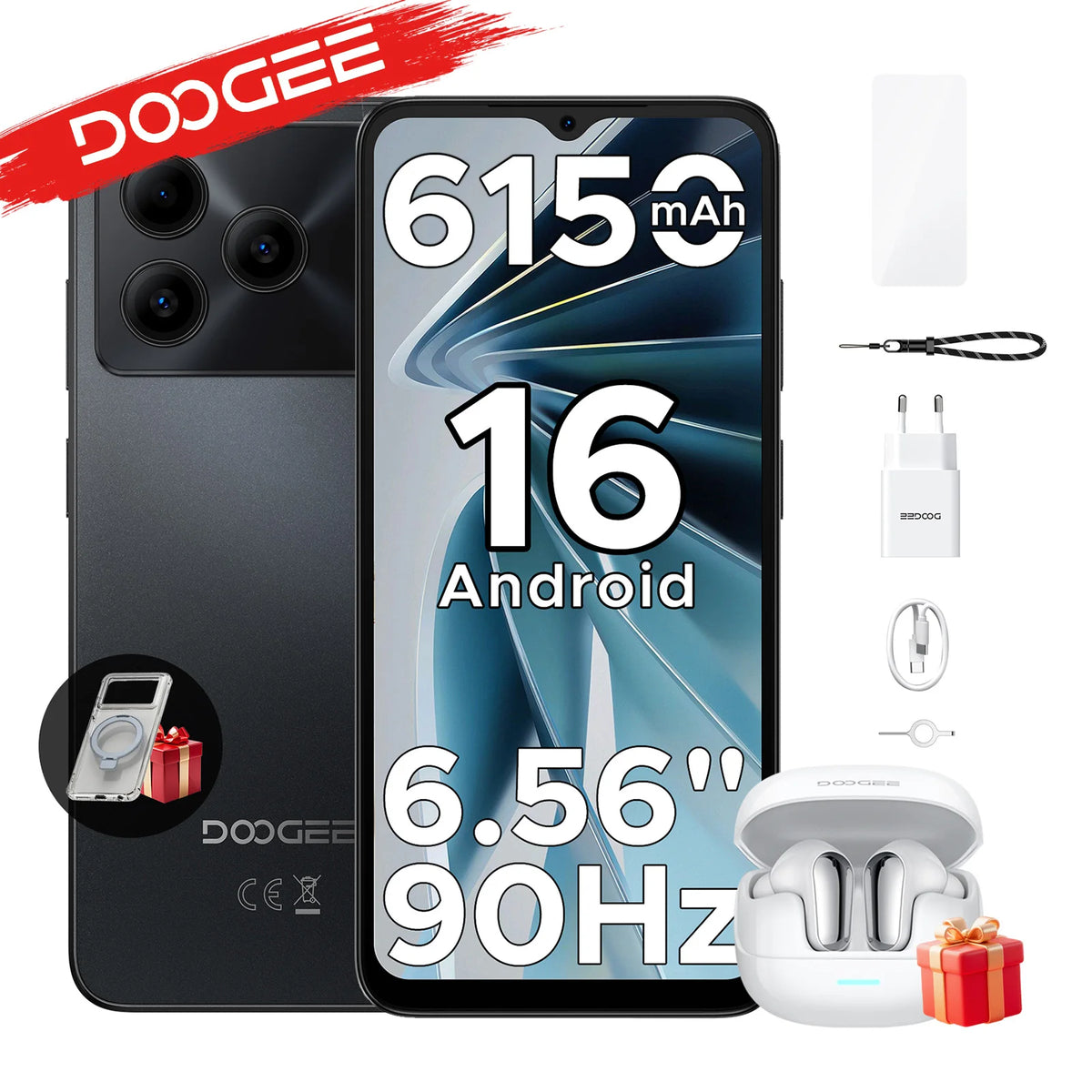 Smartphone DOOGEE Note 56 VIP Edition de última generación, Android 16, pantalla de 16", batería de 6150 mAh, 24 GB de RAM (3 + 21) y 64 GB de ROM, teléfono móvil