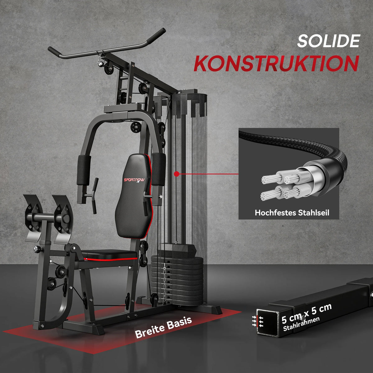 Gimnasio multifuncional con pila de pesas de 45 kg, máquina de pesas compacta para gimnasio en casa con prensa de piernas, equipo de entrenamiento de fuerza para todo el cuerpo, ideal para pecho, espalda, brazos y piernas, e