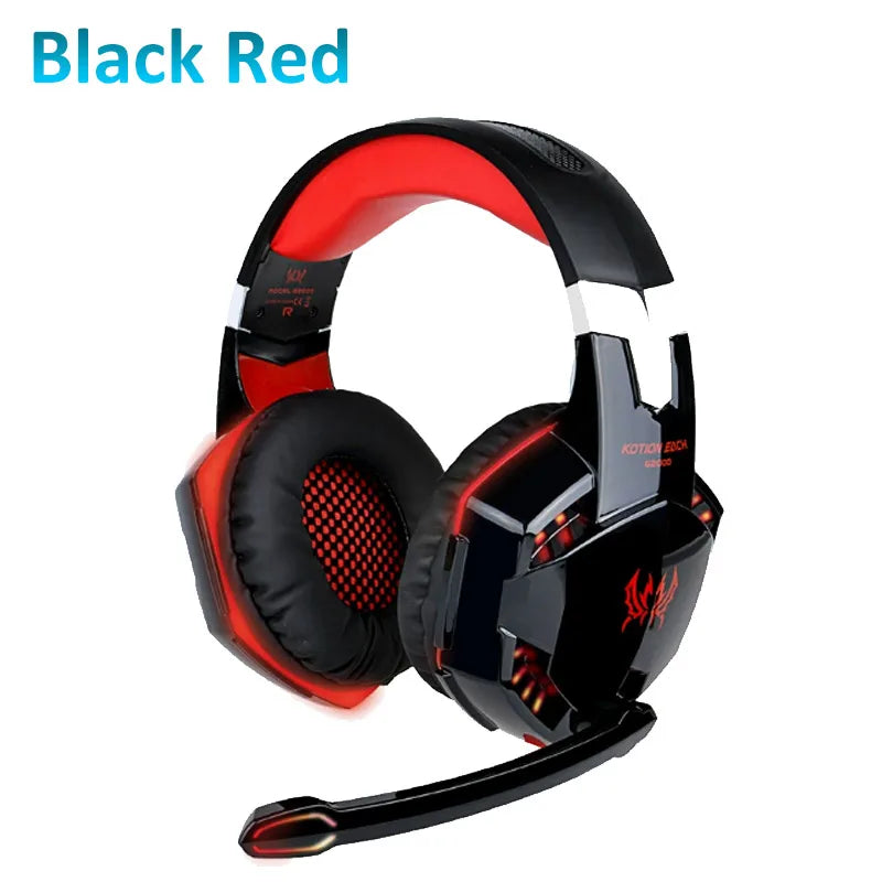 KOTION G2000 Gaming Casque Wired Headset Stereo Surround Sound Deep Bass LED Glow Headphone With Mic For PS5 PS4 Xbox Notebook
