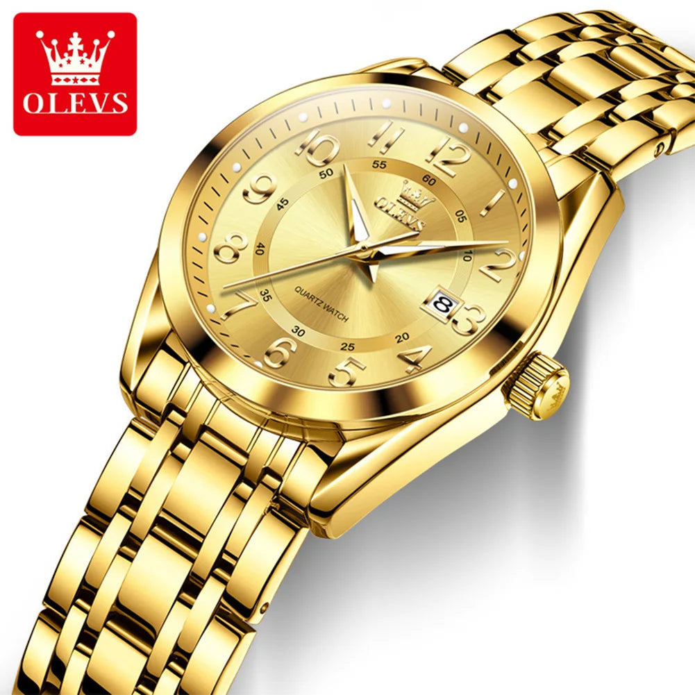 Relojes OLEVS para mujer, originales, con correa de acero, esfera digital clásica, calendario, resistente al agua, reloj de cuarzo, nuevo modelo 3666