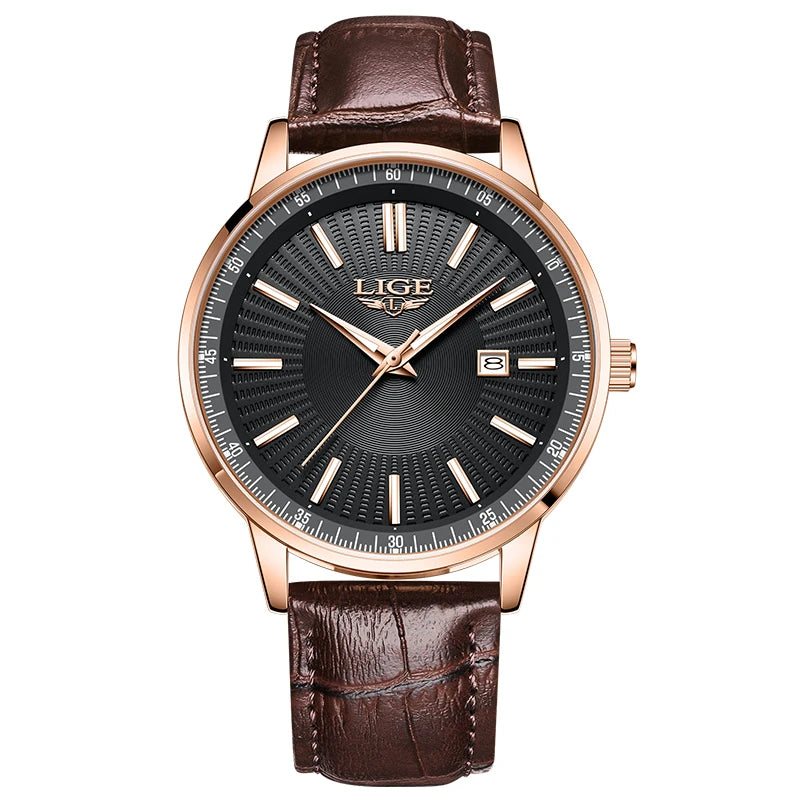 Reloj de lujo LIGE para hombre, marca líder, sencillo, 2026, resistente al agua, con calendario, reloj para caballero, de negocios, lujoso, elegante, deportivo, reloj + CAJA
