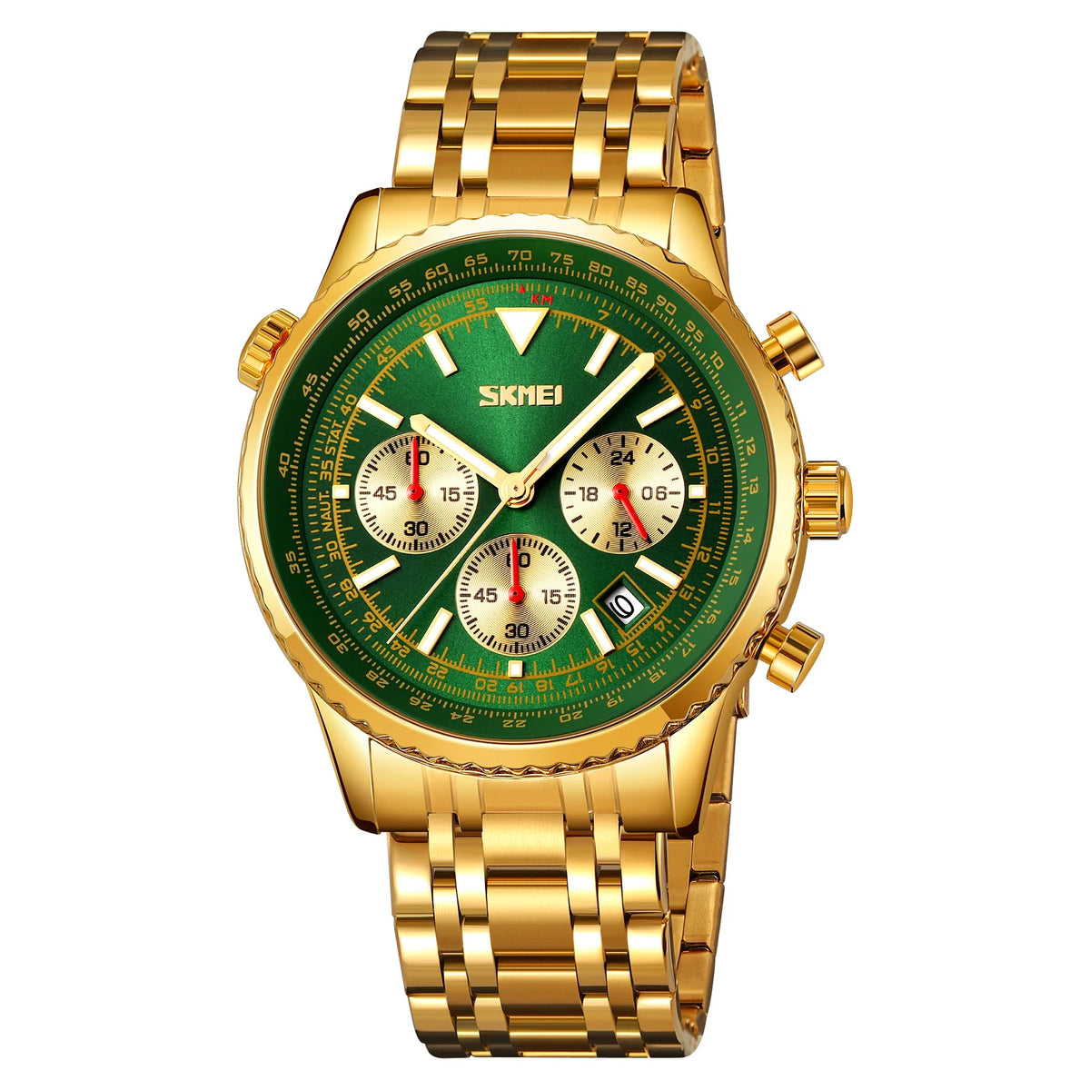 Reloj de pulsera de lujo para hombre SKMEI, impermeable, luminoso, con fecha y cronómetro, reloj de cuarzo para hombre de acero inoxidable Reloj Hombre