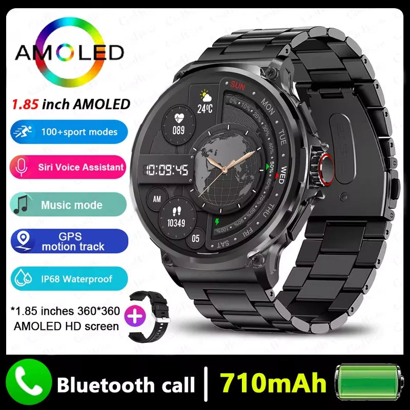 Reloj inteligente con trayectoria GPS 2026 para hombre, pantalla AMOLED HD de 1,85 pulgadas, batería de 710 mAh, smartwatch deportivo con llamadas Bluetooth para Android e iOS