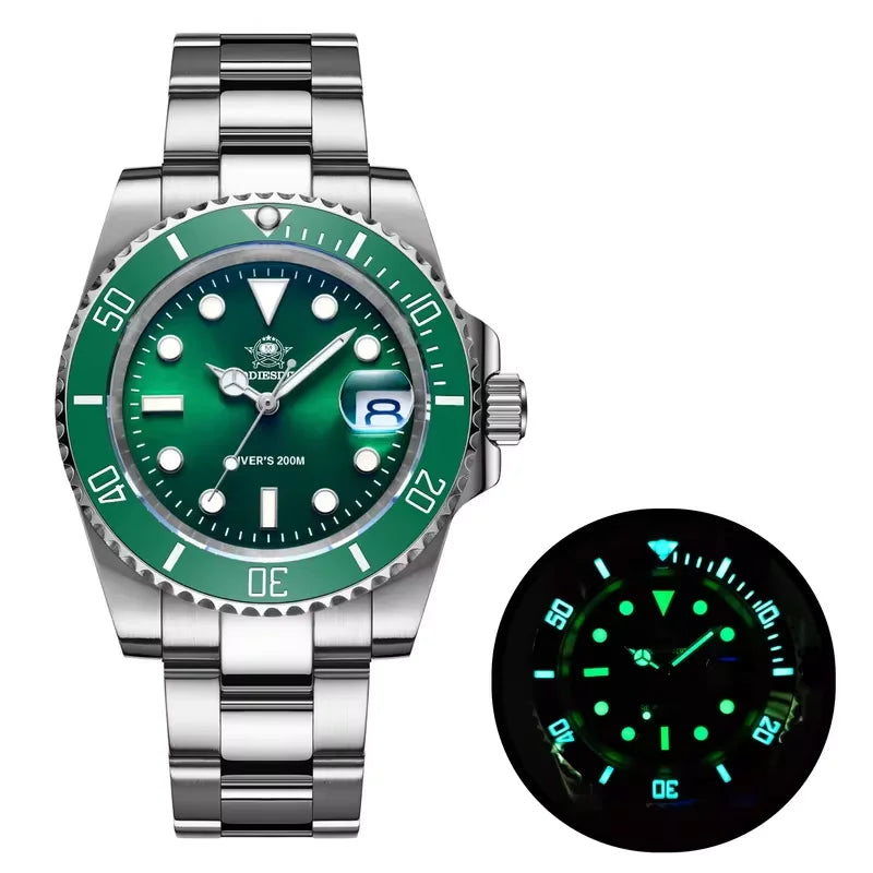 Reloj de pulsera de cuarzo para hombre ADDIESDIVE, reloj clásico con bisel de cerámica, estilo casual de negocios, resistente al agua 200m, luminiscente BGW9