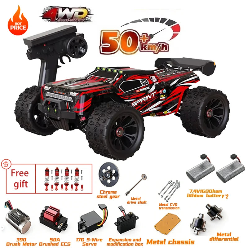 SG116MAX SCY9522 1:16 Auto de Carreras de Alta Velocidad con Derrape a 80KM/H, Motor sin Escobillas, 4WD, 9522PRO 50KM/H, Auto RC Todoterreno, Juguetes para Niños, Regalo