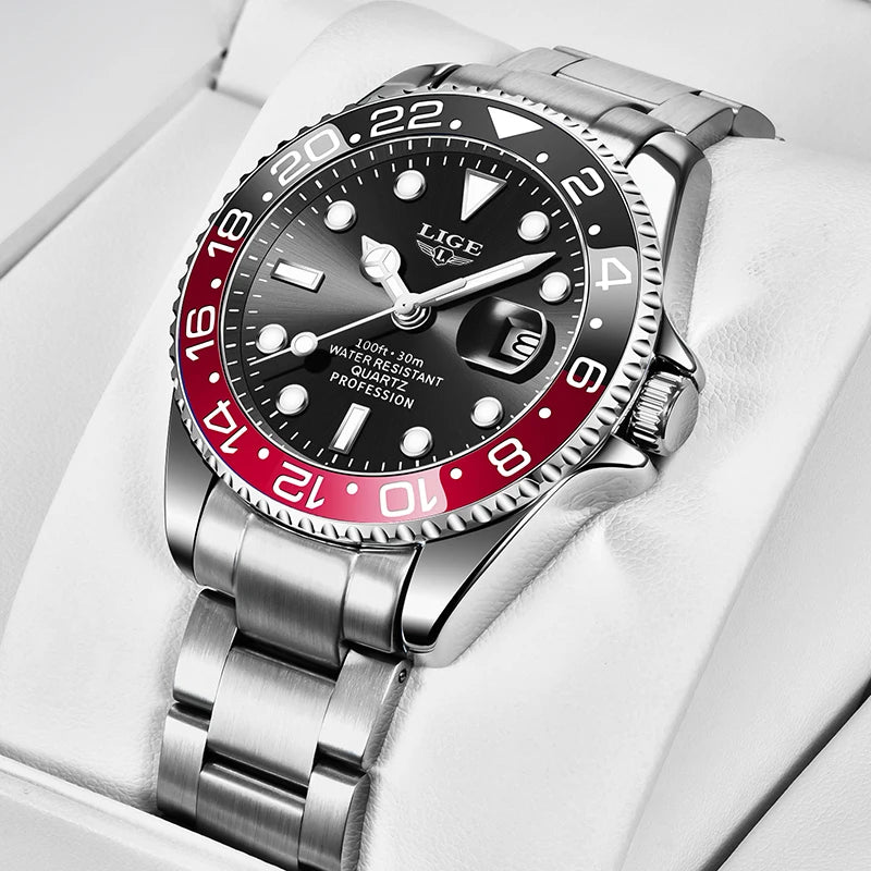 Reloj de pulsera para hombre LIGE Fashion Business, resistente al agua 3ATM, luminoso, cronógrafo deportivo de cuarzo de lujo de alta gama