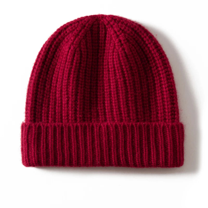 Gorros de cachemira 100 para hombres y mujeres de alta calidad, gorros con bridas Unisex de invierno gruesos y cálidos, sombreros de Navidad de hilo de tendencia