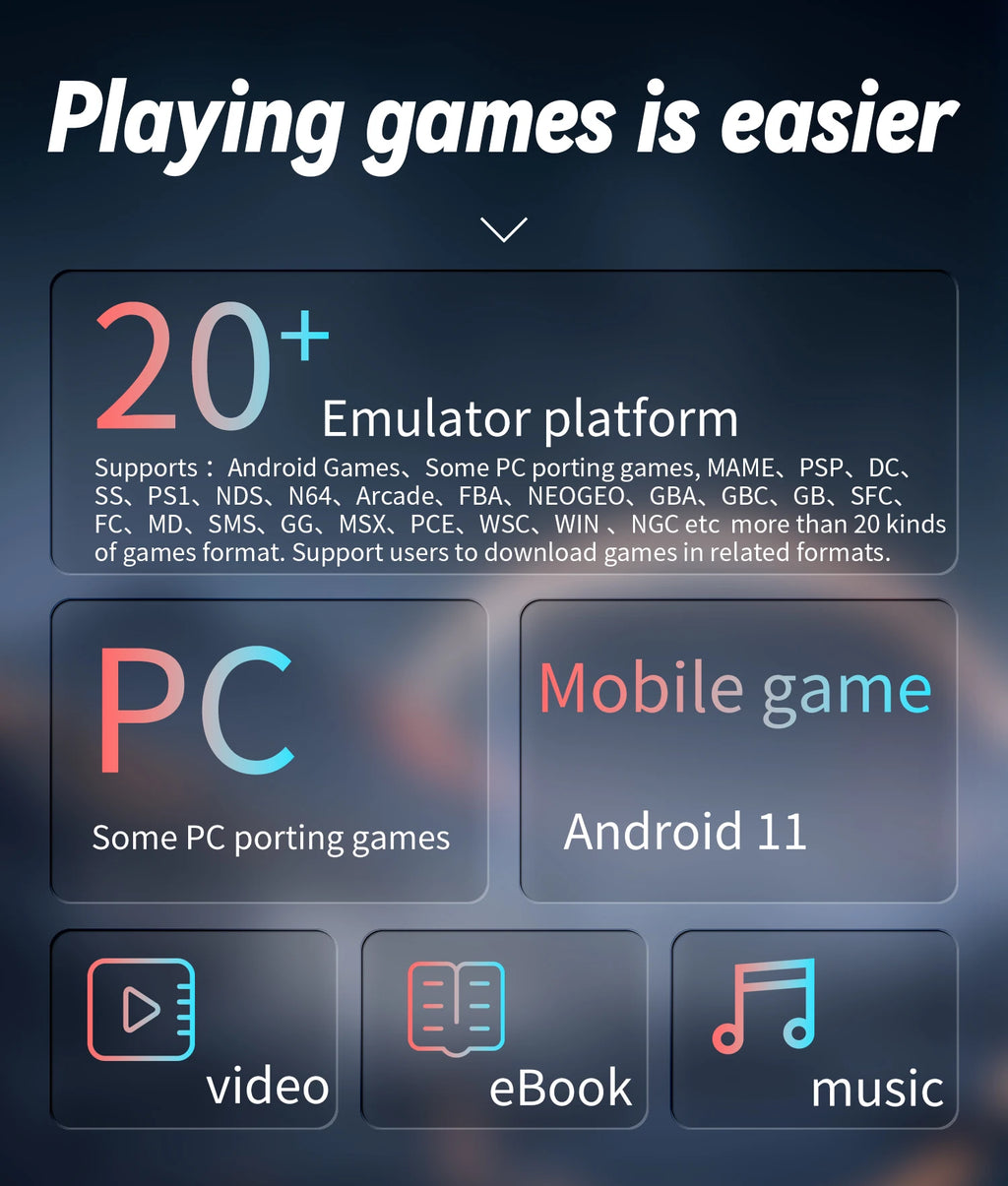 Consola de Juegos Retro Anbernic RG ARC-D, Sistema Operativo Dual Android 11/Linux, WiFi 5G, Bluetooth 4.2, Salida HD-TV, Reproductor de Juegos Portátil, Compatible con Transmisión Moonlight