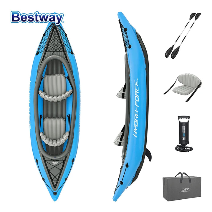 Kayak Inflable Profesional Bestway 65131/65115 - Material de PVC Resistente, Portátil, Ligero, Fácil de Montar, Estable