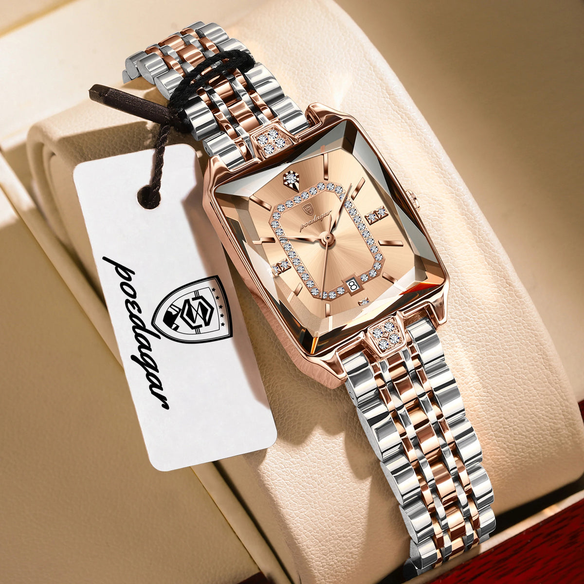 Reloj de pulsera para mujer marca POEDAGAR, resistente al agua, de acero inoxidable, con fecha, elegante, informal, de cuarzo.