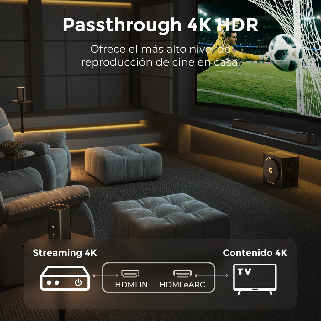 ULTIMEA Skywave X60 Barre de Son TV 7.1.4 Canaux de 840 W avec Dolby Atmos, Système de Son Surround avec Caisson de Basses Sans Fil de 8" et 2 Enceintes Surround Sans Fil, HDMI eARC, Contrôle via Application
