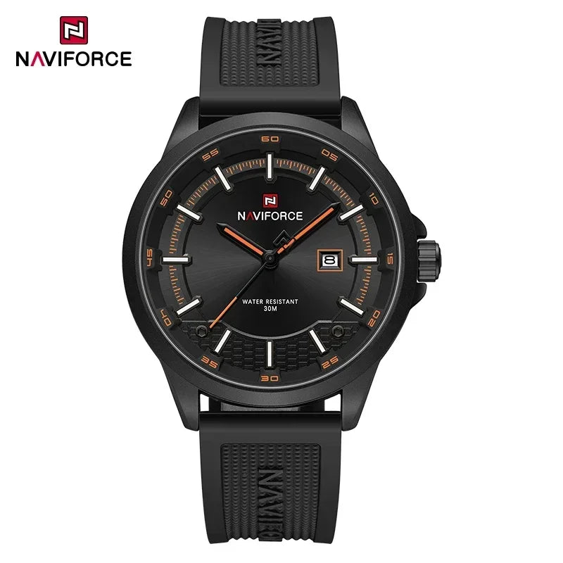 Reloj de pulsera de cuarzo para hombre NAVIFORCE de lujo, resistente al agua hasta 30M, con correa de silicona, estilo ejecutivo casual, reloj original para hombre
