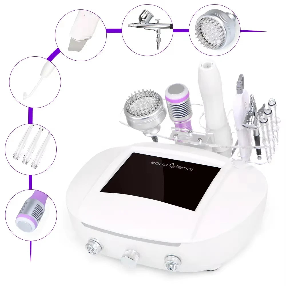 5 en 1: dispositivo de limpieza ultrasónica, eliminación de células muertas, microdermoabrasión con fotones, eliminación de arrugas, pulverizador facial, máquina de belleza para una piel suave.
