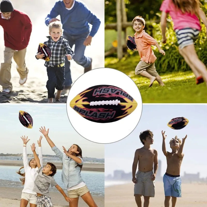 Balón de Fútbol Americano Flotante Impermeable Win.Max Splash Beach, Balón de Rugby Negro para Deportes al Aire Libre, Piscina, Arena, Juegos de Jardín y Entrenamiento