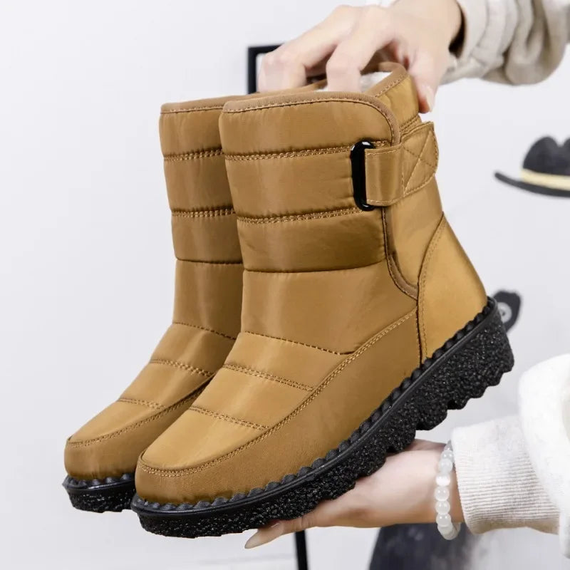 Botas De Mujer antideslizantes impermeables Botas De nieve De invierno zapatos De plataforma para Mujer Botas De tobillo cálidas zapatos acolchados De algodón Botas De Mujer