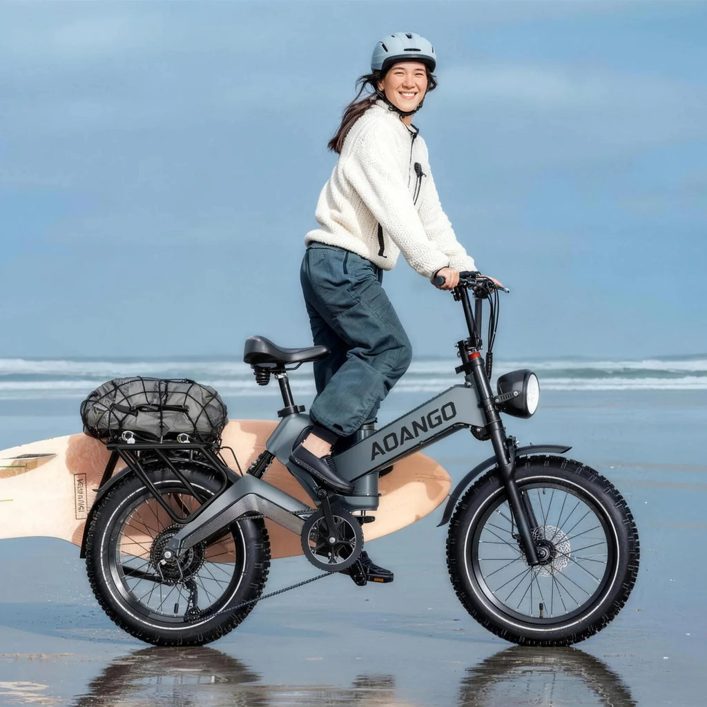 Aoango Foldable Electric Bicycle for Adults 48V35Ah Removable Battery 20inch Fat Tire Ebike for Men And Women All-Terrain