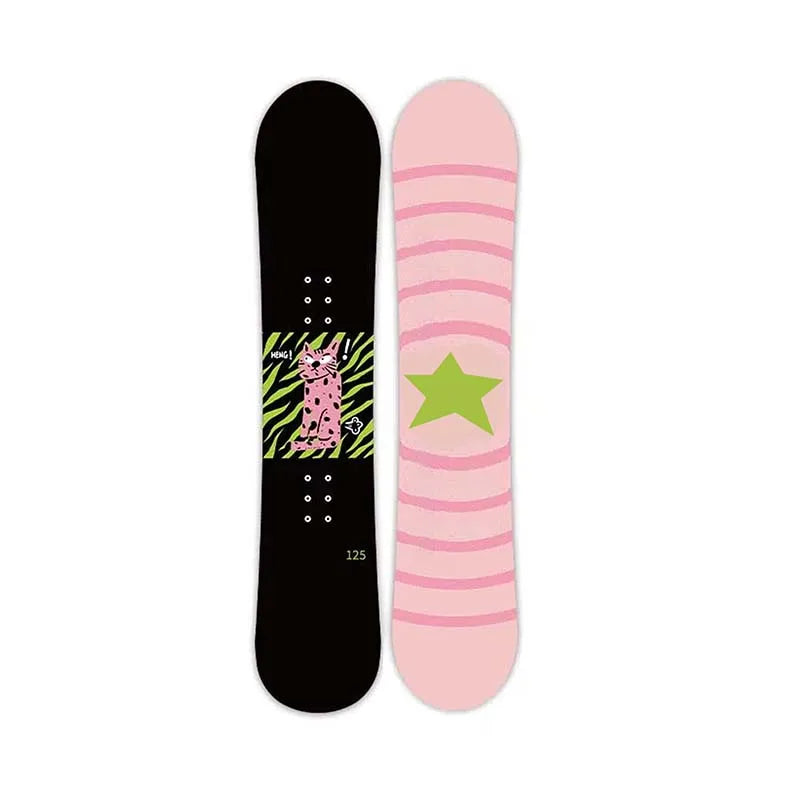 Tabla de Snowboard de Invierno de Alta Calidad, Ecológica, para Esquí al Aire Libre, Nivel Principiante, Juvenil, con Estampado de Leopardo Rosa en Serigrafía
