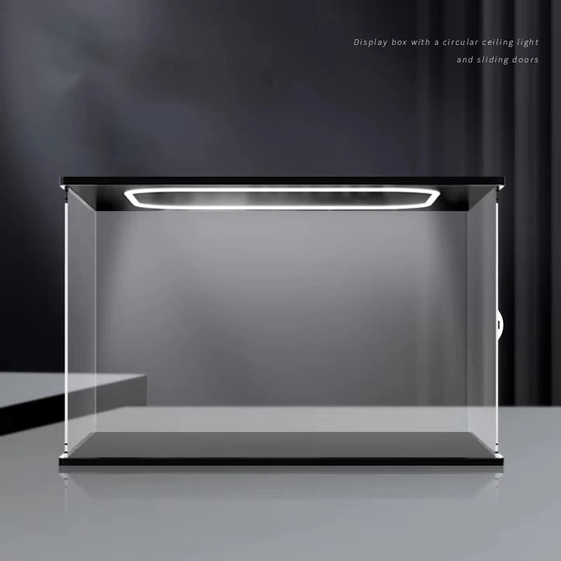 Vitrina de acrílico transparente premium con luz empotrada, varios tamaños disponibles, compatible con minifiguras de Lego y figuras de acción