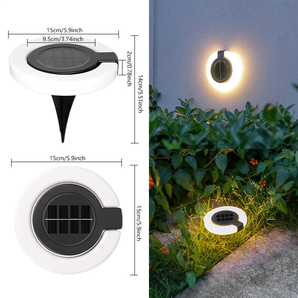Luces solares de jardín para estaca, lámpara de disco impermeable para exteriores, luces solares de jardín LED giratorias de 360 grados con sensor inteligente para patio trasero