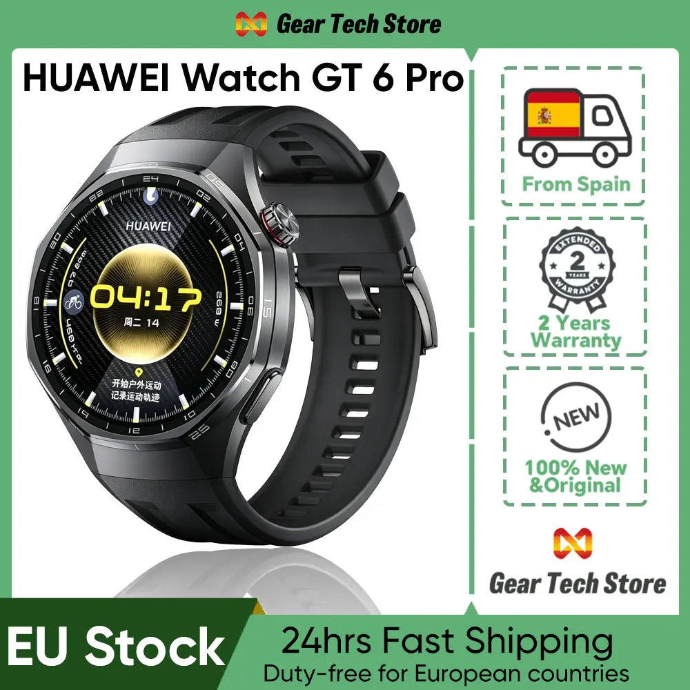 Reloj inteligente Huawei Watch GT 6 Pro 46mm, pantalla AMOLED de 1,47 pulgadas, GPS, compatible con llamadas Bluetooth para iOS y Android, versión global
