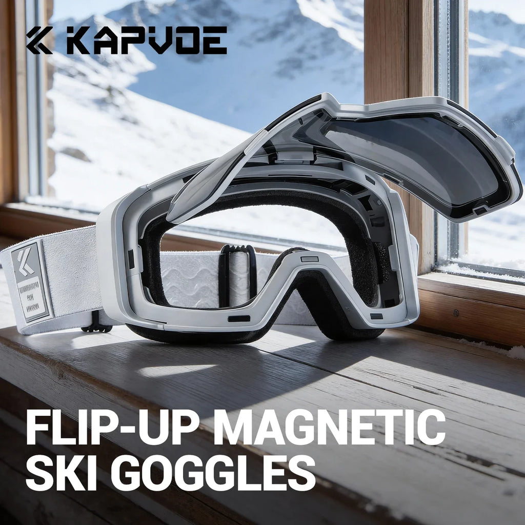 Gafas de esquí magnéticas KAPVOE con caja de almacenamiento incluida, gafas de snowboard con tratamiento antivaho, gafas para deportes de invierno al aire libre, patinaje y actividades en la nieve.