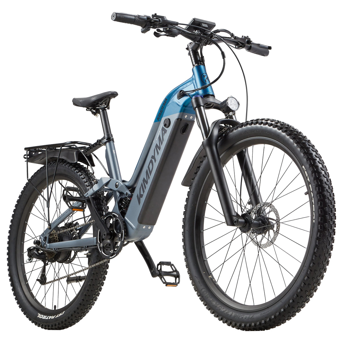 Bicicleta eléctrica KIMDYMA K02, motor de 250W, velocidad máxima de 25 km/h, batería de litio de 48V 20Ah, autonomía de 150 km, frenos de disco hidráulicos, sistema de transmisión de 9 velocidades, ruedas de 27.5 pulgadas, bicicleta de montaña eléctrica