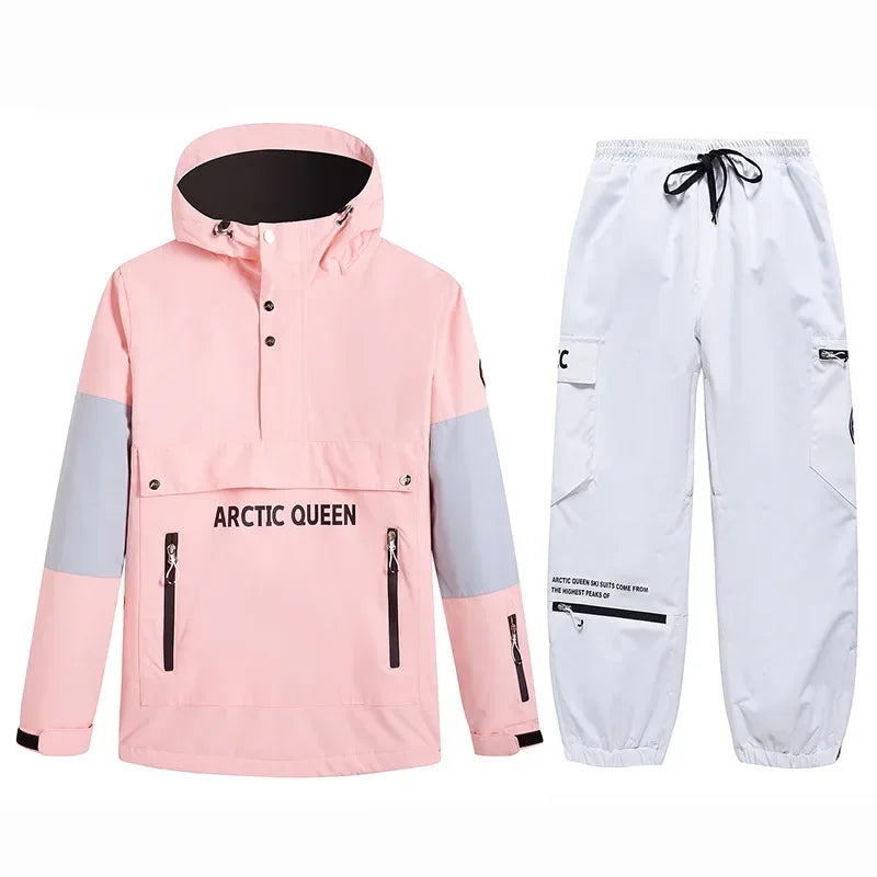 Conjuntos de Trajes de Nieve para Hombre y Mujer, Ropa de Snowboard, Ropa de Invierno para Exteriores, Sudadera con Capucha, Traje Impermeable, Chaqueta de Esquí + Pantalones