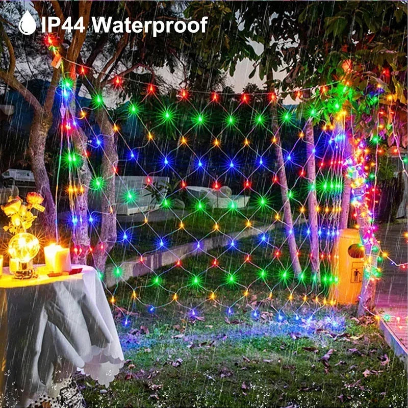 LED Festoon String Christmas Net Mesh Lights Fairy Curtain Garland Outdoor Waterproof 3M-18M For Party Garden Wedding Decoration