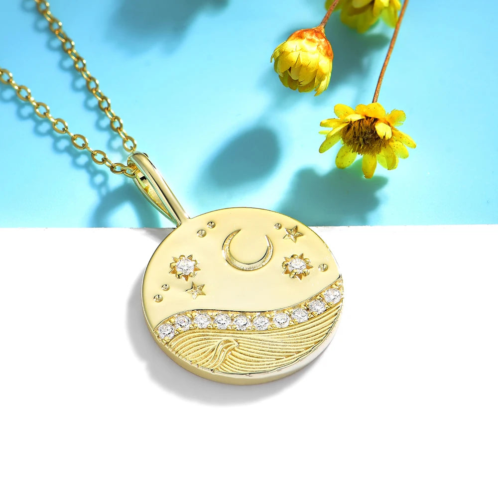 Kuololit-collar de moissanita de 0,26 quilates para mujer, collar de oro amarillo Solid10K14K para regalos de Navidad, fiesta, compromiso, aniversario