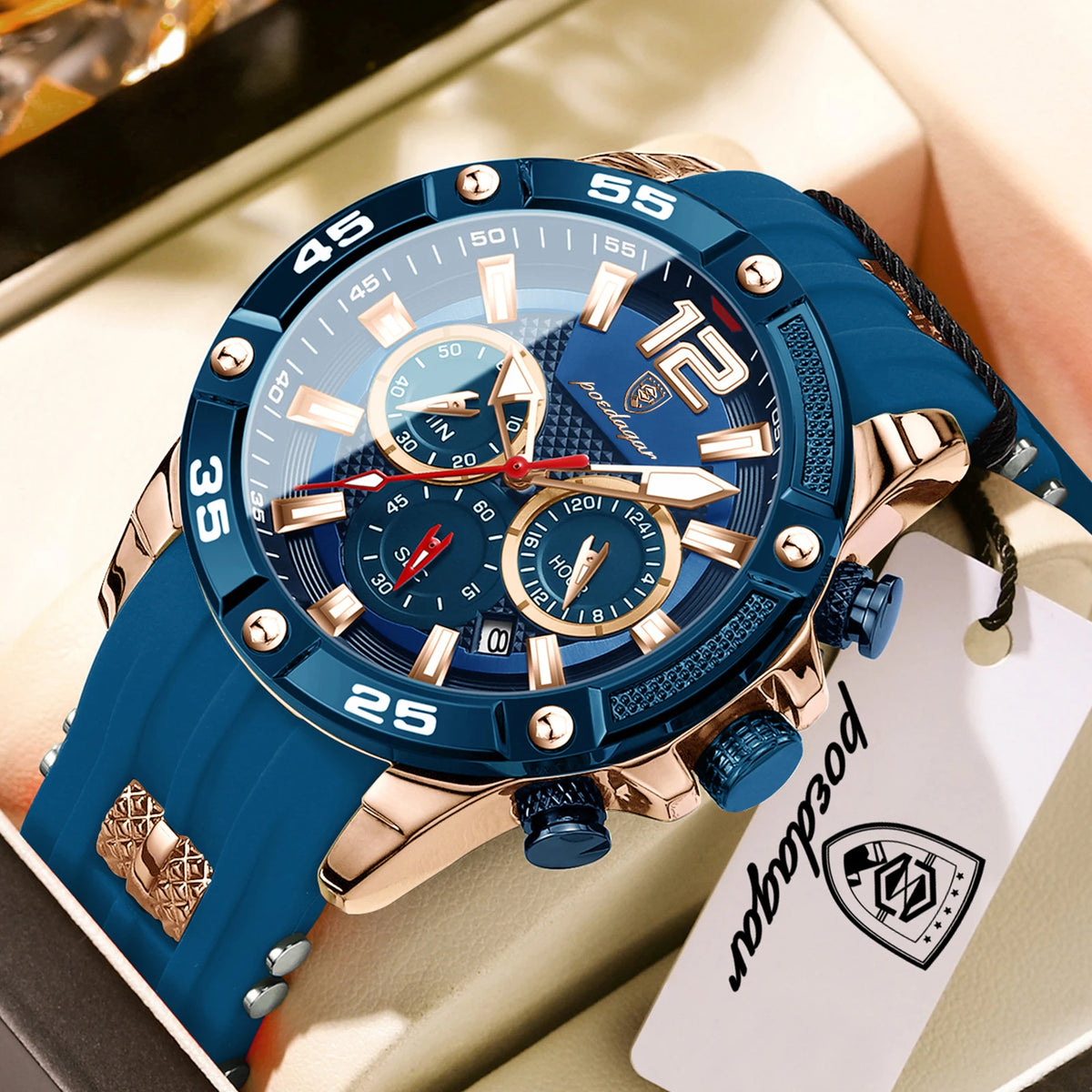 Reloj de pulsera para hombre POEDAGAR, estilo juvenil y moderno, cronógrafo, con fecha, esfera grande, de cuarzo, resistente al agua, luminoso, estilo militar