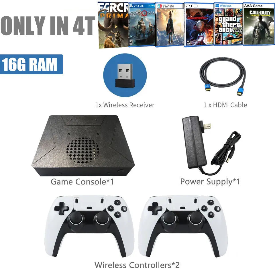 Consola de Juegos LZAKMR S1 con Sistema Dual Win11, 2TB/4TB, Más de 99,999 Juegos, Más de 60 Emuladores, 4K HD, Controles Inalámbricos
