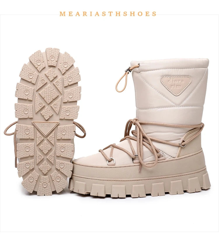 Botas de nieve de invierno 2026, botas de esquí a media pantorrilla para mujer, cuñas, botas de piel peluda y esponjosa, botas cálidas de algodón con plataforma alta para mujer, talla 36-41