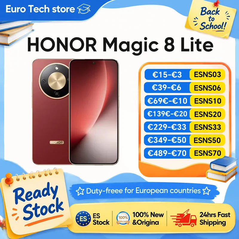 Smartphone HONOR Magic 8 Lite versión EU 5G, 108MP OIS AI, eSIM, resistente a caídas de 2,5 m, resistente al polvo IP69K, 7500 mAh, Snapdragon 6 Gen4