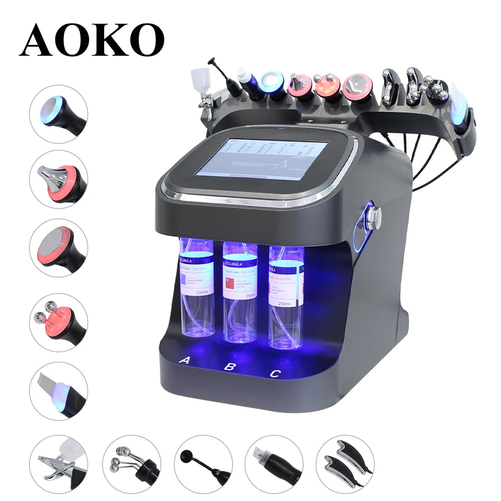Máquina de burbujas pequeñas de oxígeno y hidrógeno 10 en 1, limpieza Facial profunda de acné, eliminación de espinillas de poros, estiramiento de la piel, hidrodermoabrasión