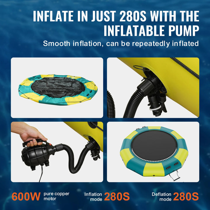VEVOR-trampolín de agua recreativo, bóveda de agua inflable de 13 pies, plataforma de natación de rebote portátil, rebote flotante para niños y adultos