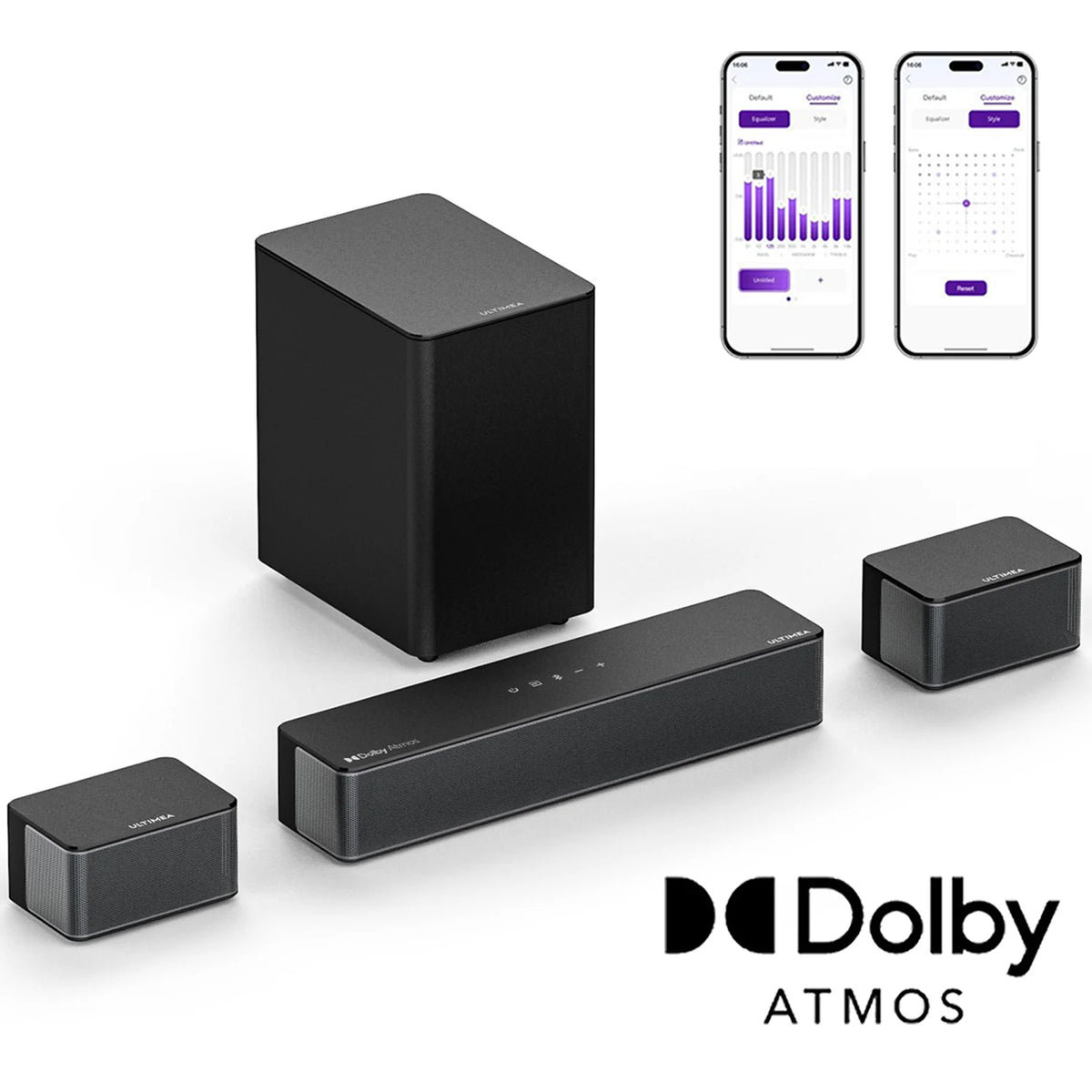 Barra de sonido ULTIMEA 5.1 con Dolby Atmos, sistema envolvente 3D para TV con subwoofer inalámbrico, control por aplicación, TV