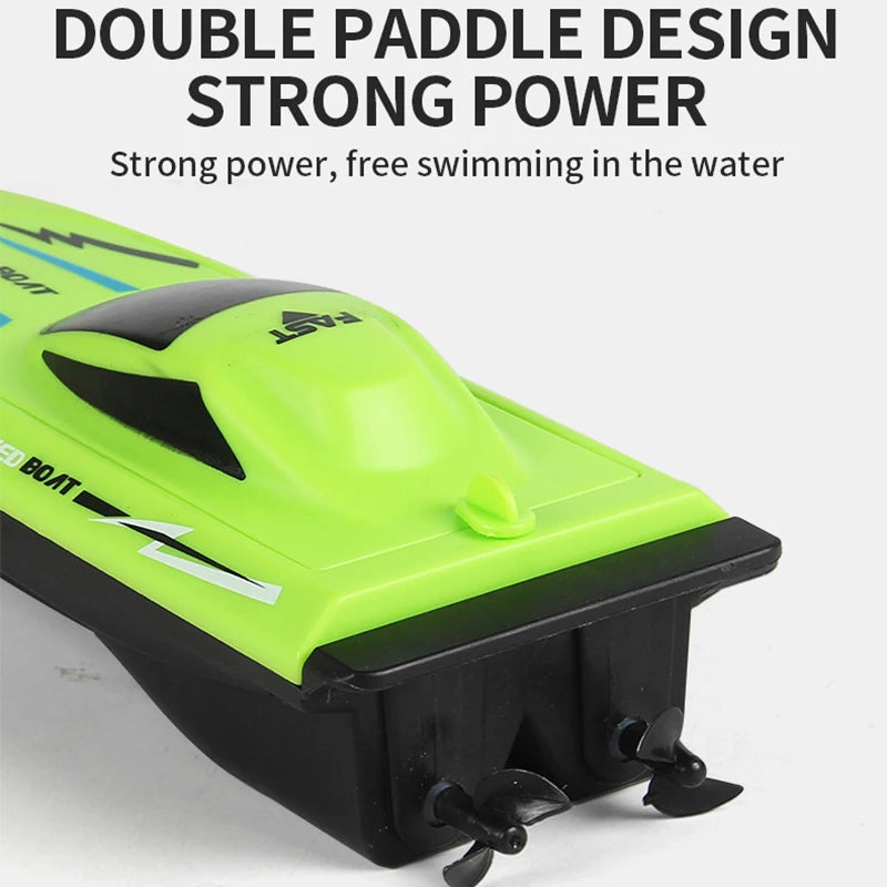 Lancha a control remoto para niños, juguete de carreras acuáticas RC de 2.4G, modelo de lancha rápida ligera con doble hélice, juguete eléctrico para piscina