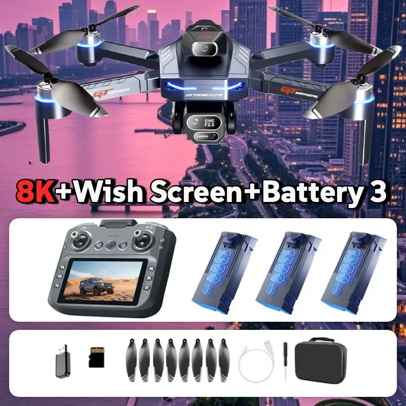 Para Dron GT8 Genuino 4K Profesional Doble Cámara FPV GPS Motor sin escobillas Flujo óptico Suspensión Plegable Quadcopter 4k 8K RC Dron