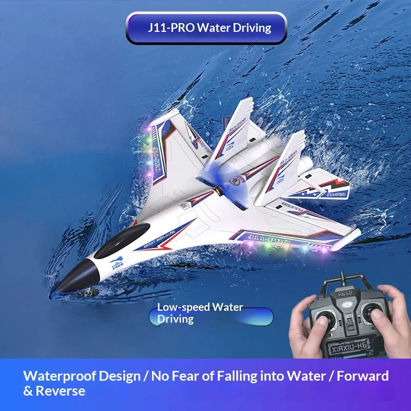 NUEVO Avión RC J11 Pro de 6 Canales con Motor sin Escobillas, 2.4GHz, Impermeable, Anfibio, Acrobacias 3D, Giro de 180°, para Aficionados