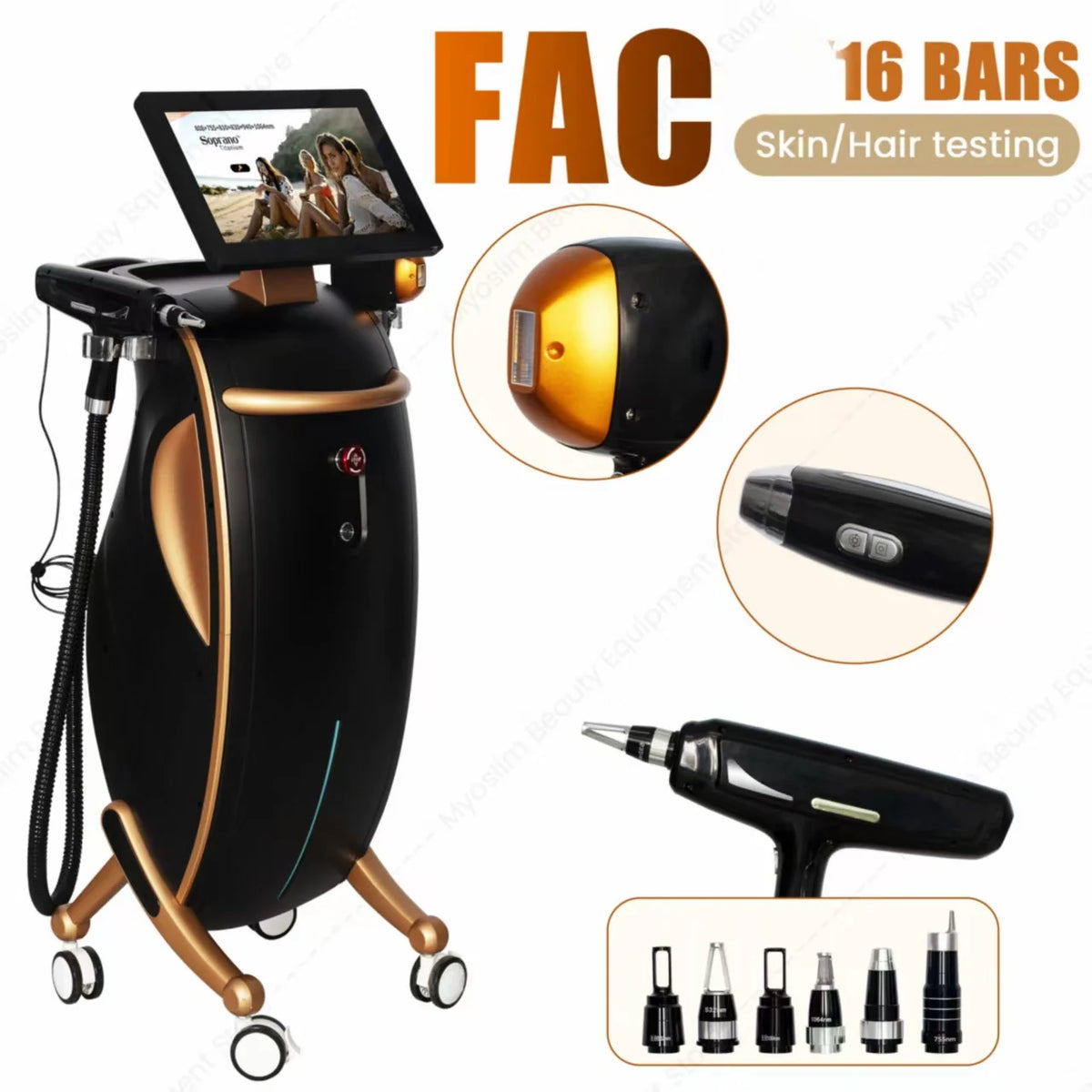 Analizador de Piel y Cabello 3 en 1, Máquina de Belleza Multifuncional, Depilación Láser de Diodo de 6 Longitudes de Onda, Eliminación de Tatuajes con Láser de Picosegundos