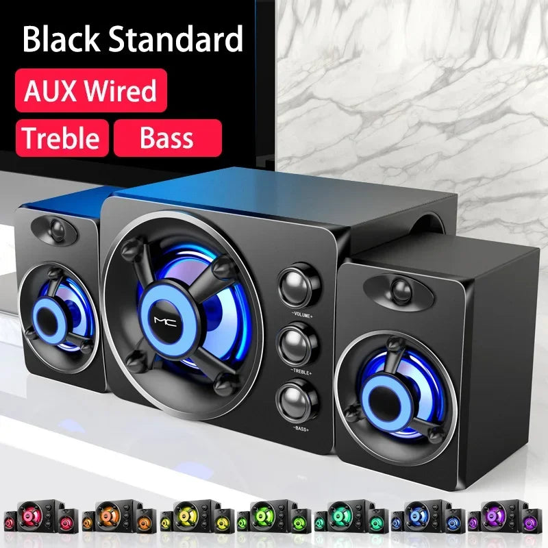 Altavoz de barra de sonido envolvente para cine en casa, estéreo 3D HIFI, con luces LED de colores, conexión AUX, USB, cableada e inalámbrica por Bluetooth