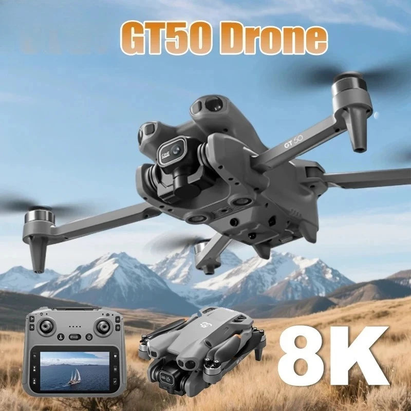 Dron gris con cámara y brazos plegables, control remoto con pantalla