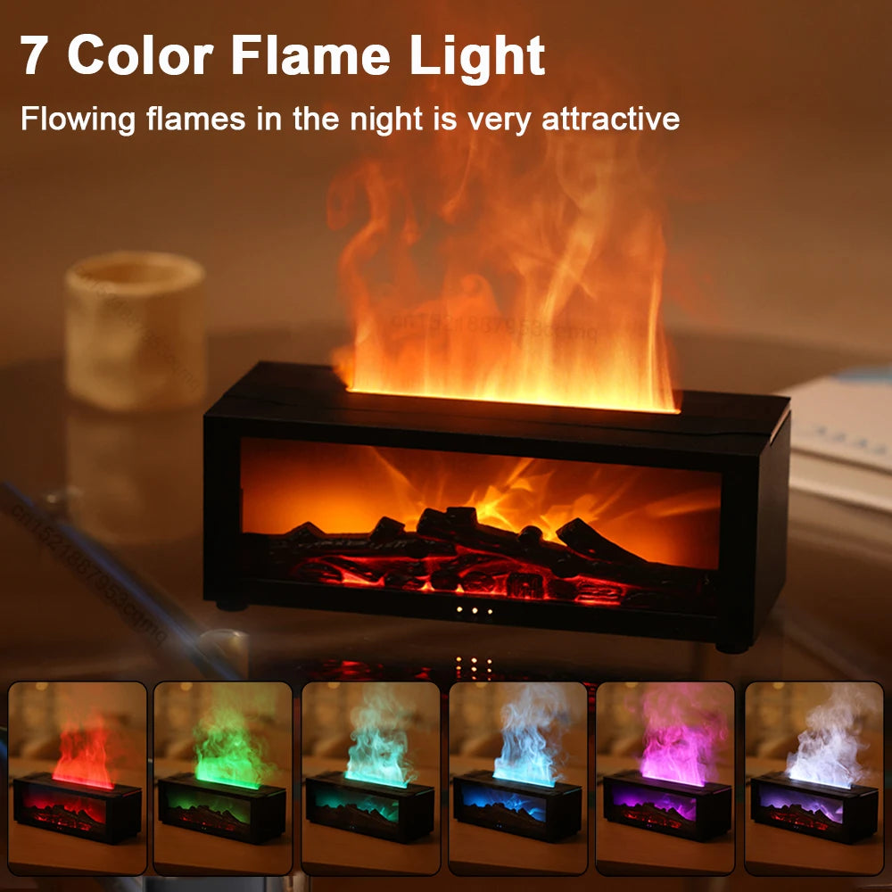 Humidificador de Aroma de aire, humidificador de aceites esenciales, difusor de fragancia de llama, difusor de aromaterapia para el hogar con luz LED y Control remoto