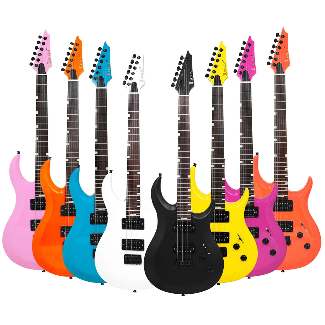 IRIN-Guitarra eléctrica de 6 cuerdas, 24 trastes, cuerpo Oguman, mástil de arce, Guitarra eléctrica colorida con Cable de conexión de llave de bolsa