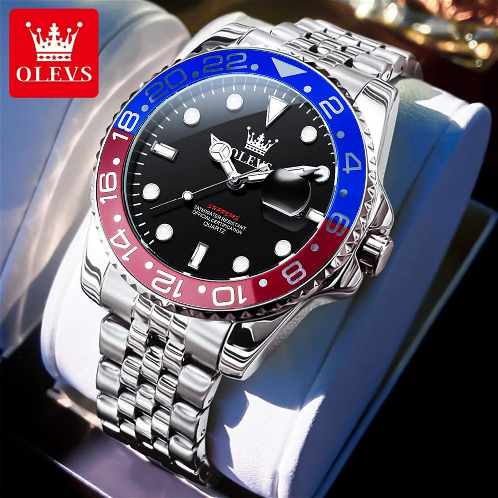 Relojes OLEVS para hombre de marca superior, lujo clásico, estilo Datejust, reloj de cuarzo original para hombre, resistente al agua, luminoso, fecha grande, acero inoxidable